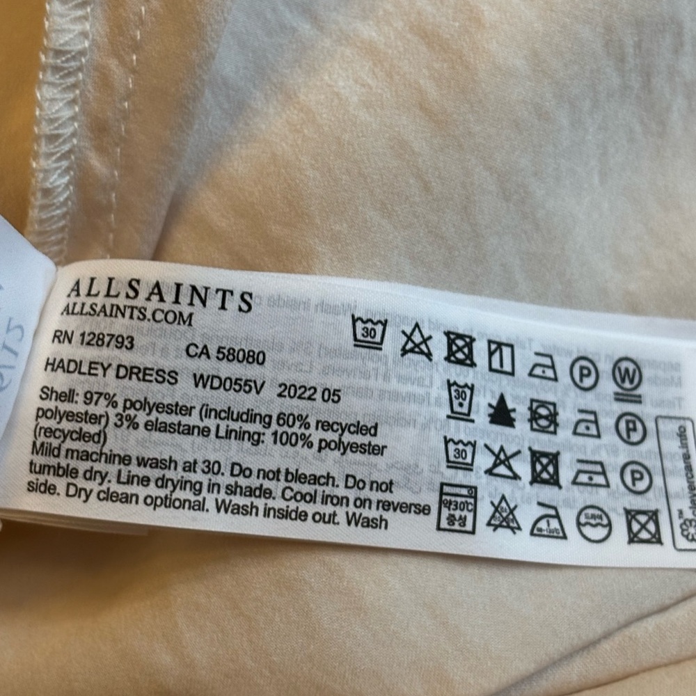 All Saints slip dress in Artic white. NWT. Size 12 - Picture 7 of 8